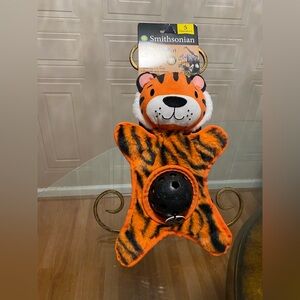 Smithsonian Tigger 12” Clinker & Squeakers & Treats Holder Dog Toy .